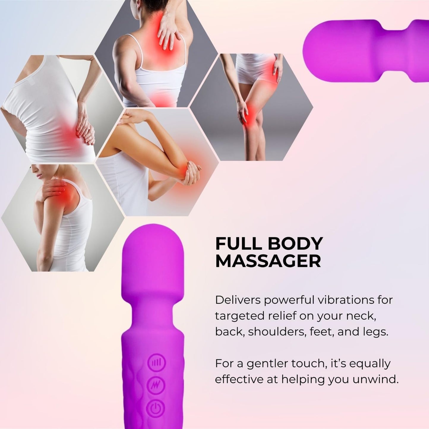 Mini Magic Full Body Massager for Stress & Pain Relief | Compact & Waterproof | 5 Speed Modes | Relaxation | Travel & Skin Friendly | Stress & Pain Relief - Multicolor