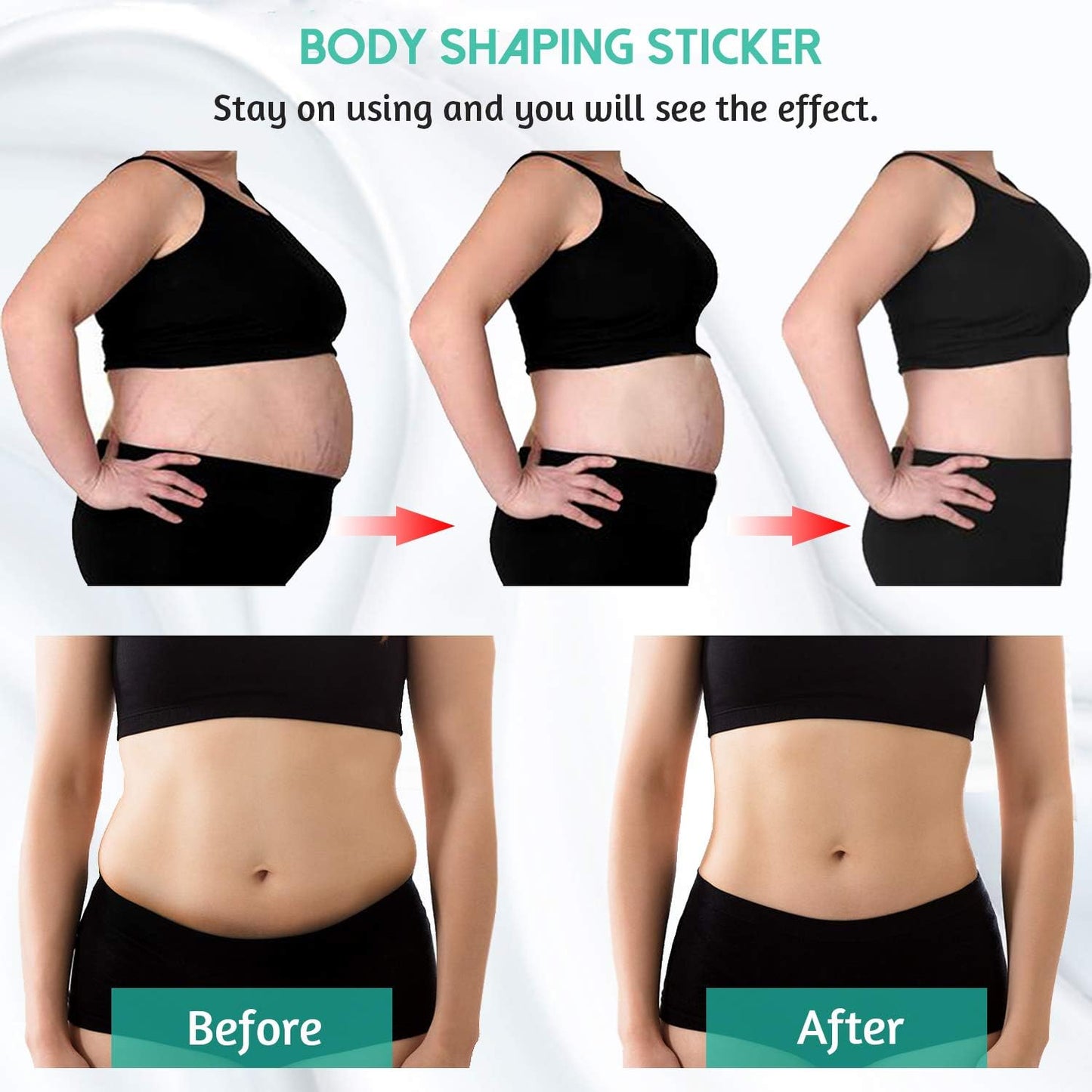 Body Shaper Sticker, Tightening Sticker for Waist Abdominal, Slimming Patches For Weight Loss Sticker For Men and Women, Anti-Cellulite & Fat Burning Quick Slimming Sticker for Beer Belly (30 Patches)