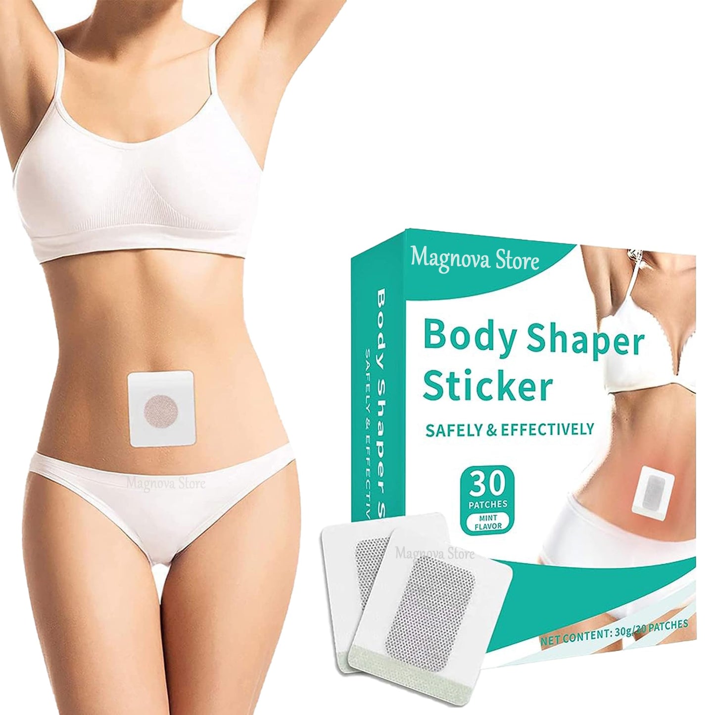 Body Shaper Sticker, Tightening Sticker for Waist Abdominal, Slimming Patches For Weight Loss Sticker For Men and Women, Anti-Cellulite & Fat Burning Quick Slimming Sticker for Beer Belly (30 Patches)