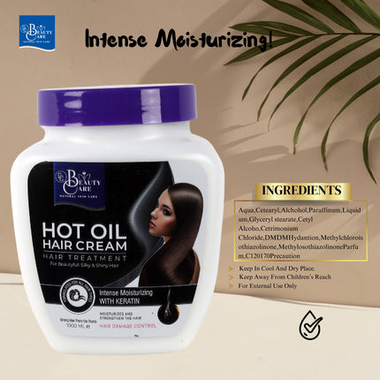 GC Beauty Care Hot Oil Hair Cream – Keratin (1000ml) Intense Moisturizing  – Keratin-Infused for Hair Damage Control