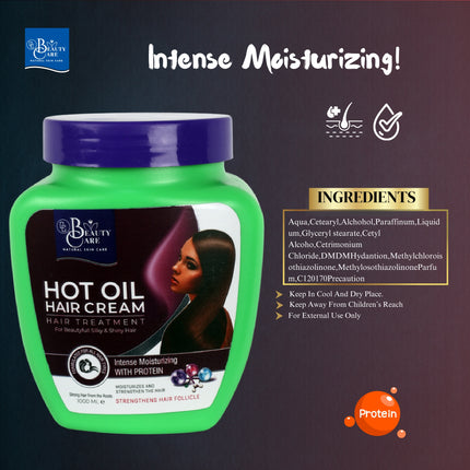 GC Beauty Care Hot Oil Hair Cream – Protein (1000ml) Intense Moisturizing & Strengthening  – Fortifies Hair Follicles with Protein