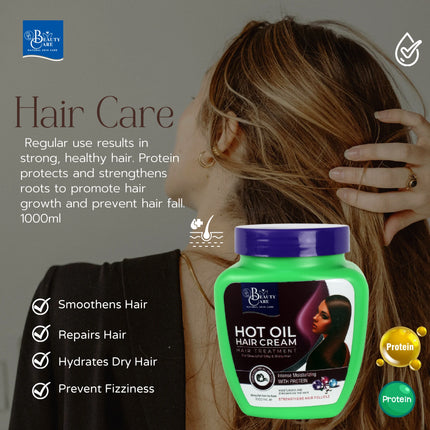 GC Beauty Care Hot Oil Hair Cream – Protein (1000ml) Intense Moisturizing & Strengthening  – Fortifies Hair Follicles with Protein