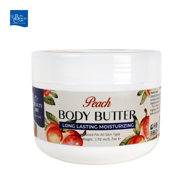 GC Beauty Care Peach Body Butter – 170ml / 5.7oz – Long-Lasting Moisturizer with UVA & UVB Protection – For All Skin Types