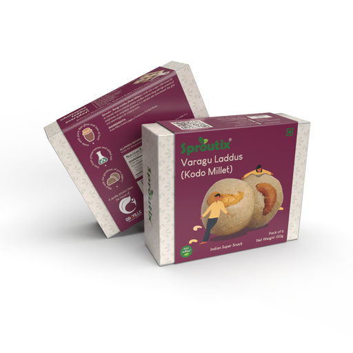 Flavory Sprouted Kodo (Varagu) Laddu, Healthy Snack Made with Sprouted Kodo Millet, Ghee & Jaggery, Nutritious & Delicious, 150g