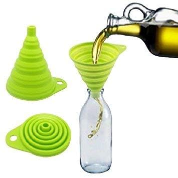 Dwisty Silicone Collapsible Portable Kitchen Folding Funnel Hopper Kitchen Tool for Transferring Liquid Oil Filter Draining & Powder Cooking Tools(Multicolor)