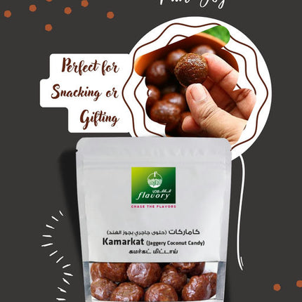 Flavory Kamarkat (Kalkona) Candy, Traditional South Indian Sweet Made with Jaggery, Sesame Seeds & Spices, 100g