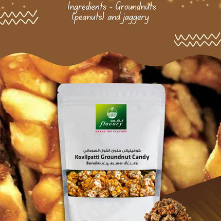 Flavory Kovilpatti Groundnut Candy (Kadalai Mittai), Traditional South Indian Sweet Made with Peanuts & Jaggery, Healthy & Flavorful, 100g
