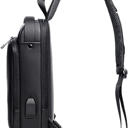 Waterproof Polyester Slim Unisex Crossbody Sling Bag Chest Backpack Men's Shoulder Bag, Leisure Travel Handbag, Hard Shell Anti-Theft Chest Bag (Black)