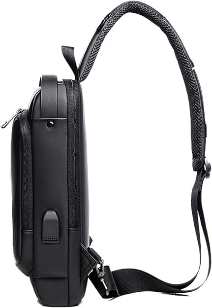 Waterproof Polyester Slim Unisex Crossbody Sling Bag Chest Backpack Men's Shoulder Bag, Leisure Travel Handbag, Hard Shell Anti-Theft Chest Bag (Black)