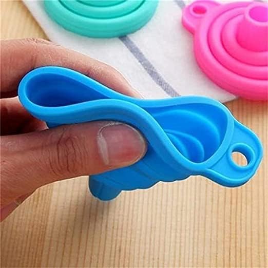 Dwisty Silicone Collapsible Portable Kitchen Folding Funnel Hopper Kitchen Tool for Transferring Liquid Oil Filter Draining & Powder Cooking Tools(Multicolor)