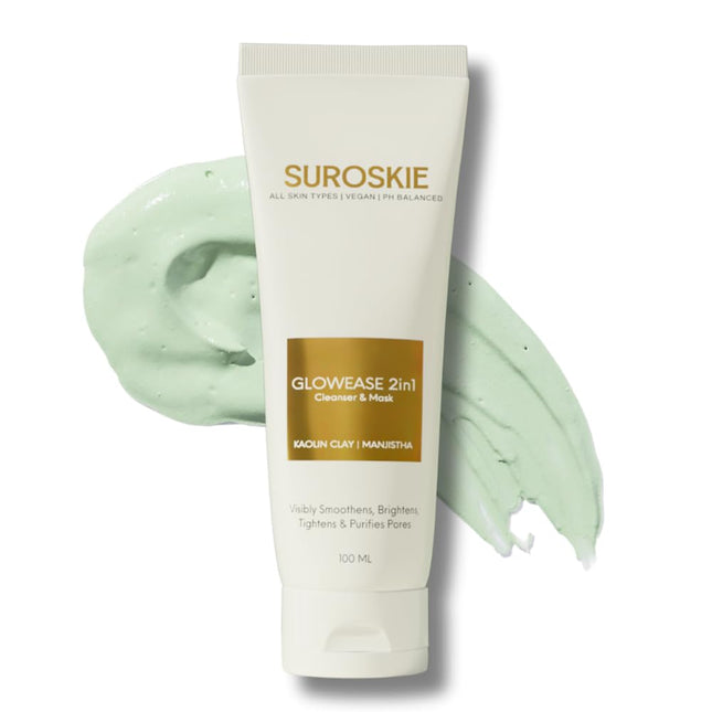 Suroskie GlowEase 2-in-1 Cleanser & Mask 100 ml | Aloe Vera & Kaolin Clay