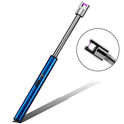 USB Plasma Rechargeable Electric Lighter for Kitchen, Pooja Room, Candles, BBQ, Cigars, Multi Purpose - 360 Degree Flexible & Windproof (Multicolor) (Metallic Blue)