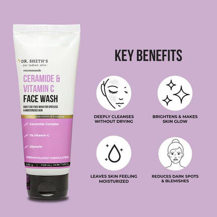 Dr. Sheth's Ceramide & Vitamin C Face Wash For Men & Women | 100 mL