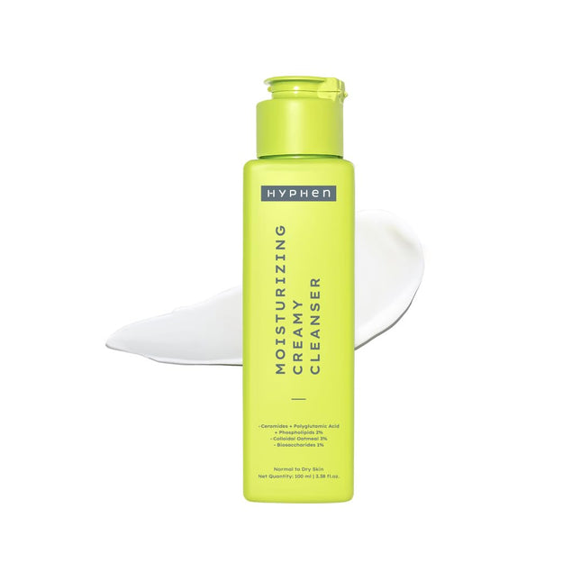 Hyphen Moisturizing Creamy Cleanser for Dry & Sensitive Skin | 2% Ceramides & Polyglutamic Acid | 100ml