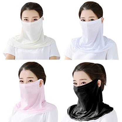 Cotton Scarf 4Pcs Masks Silk Neck Scarf Masks Seamless Face Mask Bandanas for, Outdoors, Festivals, Sports (Random Color) Bufanda para Mujer, Assorted Color, 40*22*0.5cm