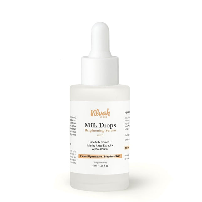 Vilvah Store Milk Drops Serum Formulated With Rice Milk Extract, Marine Algae Extract, Alpha Arbutin-40ml