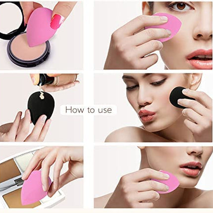 MACPLUS Makeup Sponge Set Blender with Egg Case, Soft Sponge Multicolor 4 Big + 3 Mini -7 Pcs set