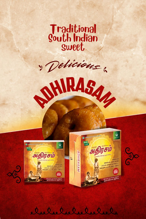 Flavory Adhirasam, Traditional South Indian Sweet Made with Rice Flour & Jaggery, Crispy & Sweet, 235g