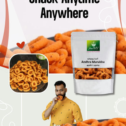 Flavory Andhra Murukku, Traditional South Indian Snack Made with Rice Flour & Spices, Crispy & Savory, 100g