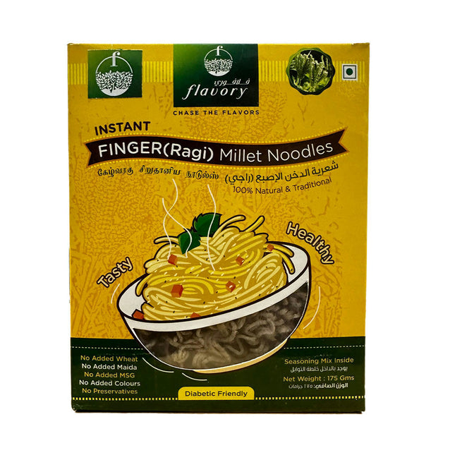 Flavory Ragi (Finger) Millet Noodles, Healthy Yet Easy to Prepare, Gluten-Free & Nutrient-Rich, High in Fiber & Protein, 175g