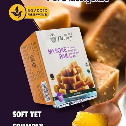 Traditional Ghee Mysore Pak, Handcrafted Indian Sweet with Pure Ghee, Soft & Crumbly Texture, 2 Pieces, 80g
