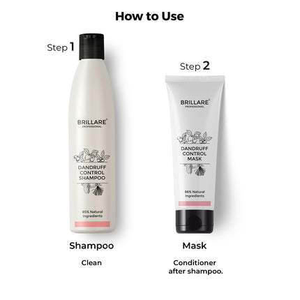 Brillare Professional Dandruff Control/Anti Dandruff Natural Shampoo & Hair Mask