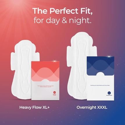 Nua Day & Night Sanitary Pads | Pack of 12 (8 XL Day + 4 XXXL Night Pads