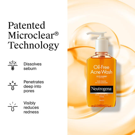 Neutrogena Oil Free Acne Wash | 2% Salicylic Acid Deep Cleansing Face Wash for Oily Skin-175ML
