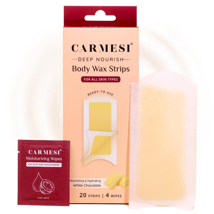 Carmesi Deep Nourish Body Wax Strips | 20 Wax Strips & 4 Post-Wax Wipes