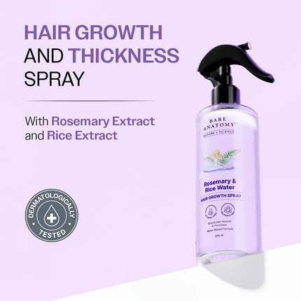 Bare Anatomy Nature X Science Rosemary Water Spray For Hair Growth & Thickness With Rice Water-200 Ml