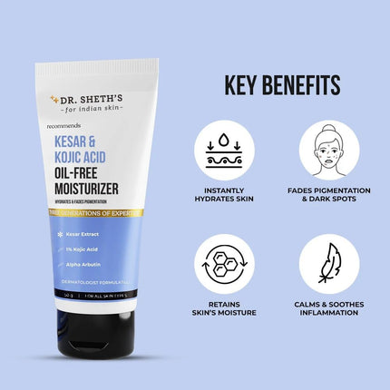 Dr. Sheth's Kesar & Kojic Acid Oil-Free Moisturizer For Men & Women | 50 g
