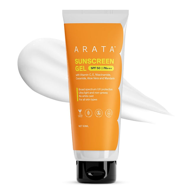 Arata Sunscreen Gel | SPF 50, PA+++ For Men & Women | 50ML