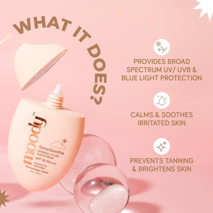 Moody SensiSoothe Mineral Brightening Sunscreen Serum with Ceramides & Rice | Sunscreen-50ML