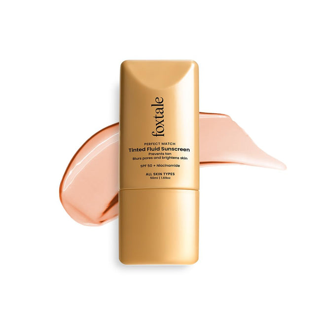 Foxtale SPF 50 Tinted cPA++++ - Nude | Niacinamide & Vitamin E | UVA/UVB Protection + BB Cream + Foundation- 50ml
