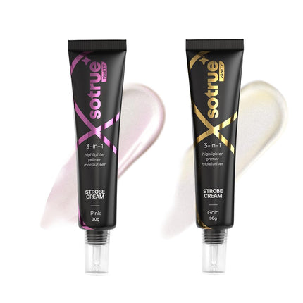 Sotrue Strobe Cream Combo Pack of 2, Gold and Pink - 30gm Each | Primer + Highlighter + Moisturizer