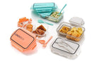 Kids Lunch Box - Classic Transparent Tiffin Box Unbrackble Plastic Microwave Safe 2 Compartment Lunch Tifin Set with Leak Proof Lid for Travelling, School,Office-Color May Vary (Pack of 1)