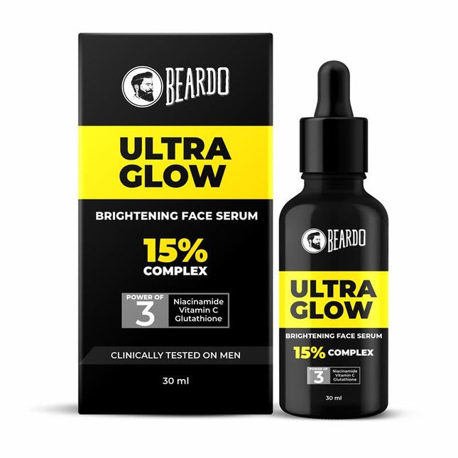 Beardo Ultra Glow Brightening Face Serum  Men  15% Niacinamide, Vitamin C, Glutathione | 30ml