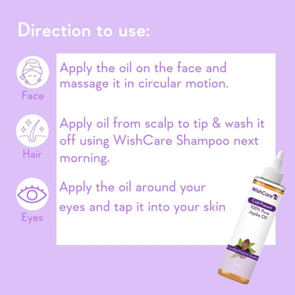 WishCare Pure Cold Pressed Natural Unrefined Jojoba Oil Moisturizer 100 Ml