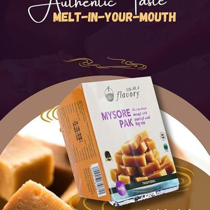 Traditional Ghee Mysore Pak, Handcrafted Indian Sweet with Pure Ghee, Soft & Crumbly Texture, 2 Pieces, 80g