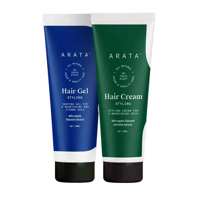 Arata Styling Combo of 2 - Hair Cream (50 ML) & Styling Hair Gel (50 ML)