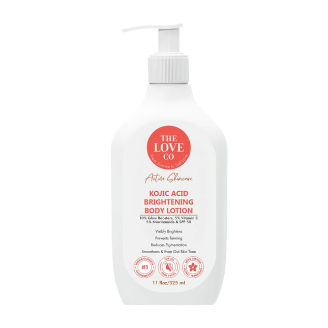 The Love Co. Kojic Acid Brightening Body Lotion | With 10% Glow Boosters, 5% Vitamin C, 5% Niacinamide & SPF 50 -325ml