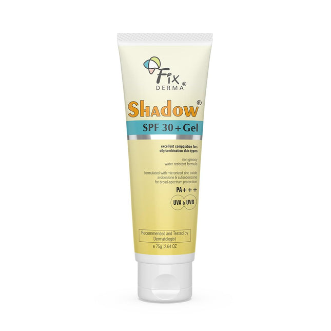 Fixderma Shadow Sunscreen SPF 30+ PA+++ Gel Broad Spectrum Sunscreen-75 gm