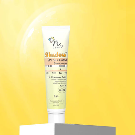 Fixderma Shadow Tinted Sunscreen Tan SPF 50 PA+++ | 1% Hyaluronic Acid & Vitamin E-30gm