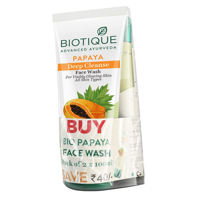 Biotique Papaya Deep Cleanse Face Wash for All Skin Types | 2x100ml