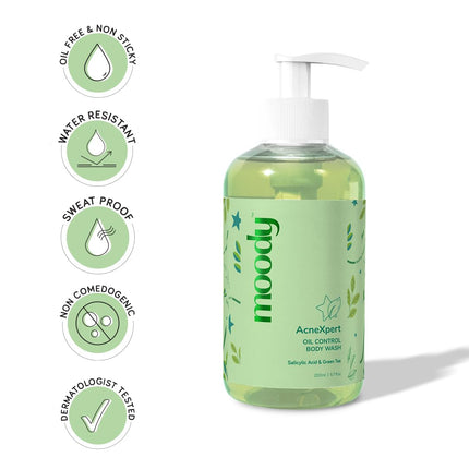 Moody AcneXpert 2% Salicylic Acid%, 5% Niacinamide & Green Tea Body Wash-200ml