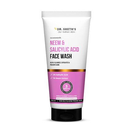 Dr. Sheth's Neem & 2% Salicylic Acid Face Wash | For Oily & Acne Prone Skin-100ml