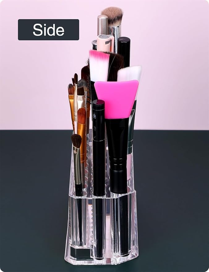 Acrylic Eyeliner Lip Liner Holder Organizer, 26 Slots Makeup Brush Pencil Organization Container, Clear Cosmetic Storage Display Holder (Only Stand) 1 Piece