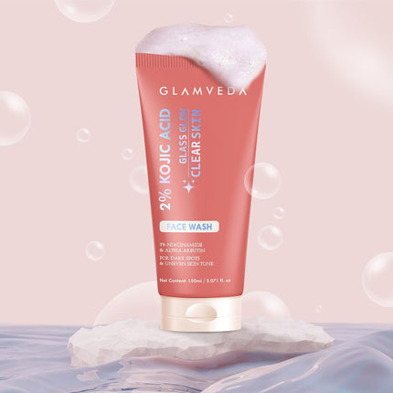 Glamveda 2% Kojic Acid Face Wash 150ml | With Niacinamide & Alpha Arbutin | Facewash-150ml