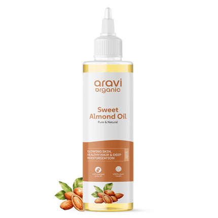 Aravi Organic 100% Pure Cold Pressed Almond Oil-200 ml