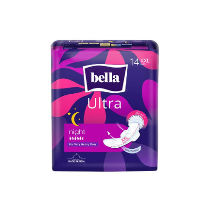Bella Ultra Night Drai Pads Women|Sanitary Napkins Size Xxl|Pack Of 1|14 Pcs